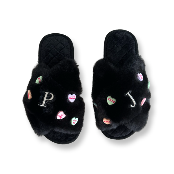 Valentines Day Slippers - Black