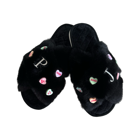 Valentines Day Slippers - Black