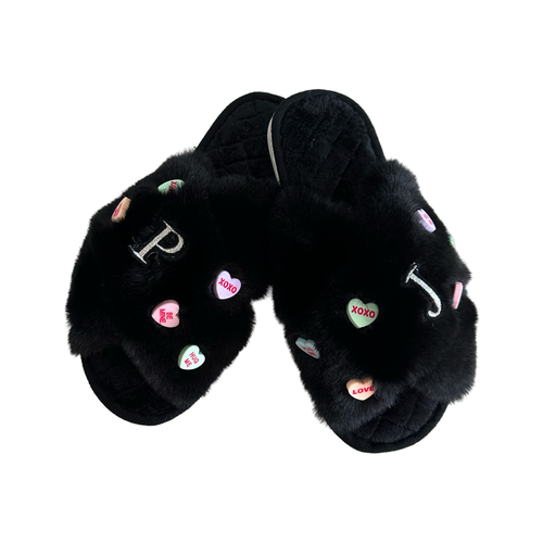 Valentines Day Slippers - Black