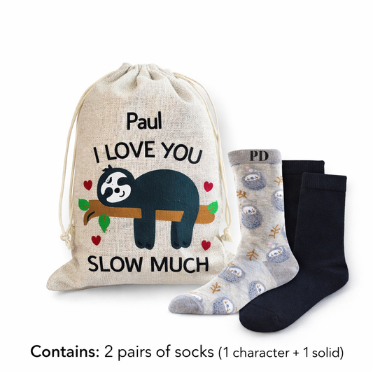 Men's Personalized Socks gift set -  Love you slow much