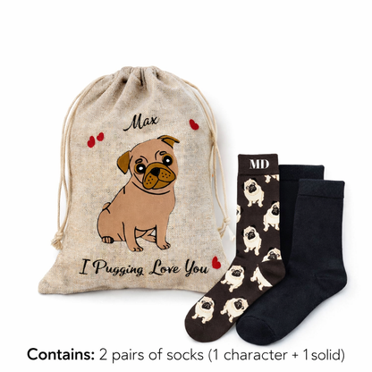 Men's Personalized Socks gift set -  I Pugging Love you