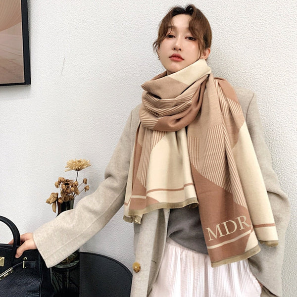 Beige/Nude Geometric Cashmere blend Pashmina