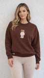 Ladies Bear Personalized Tracksuit Top - Brown