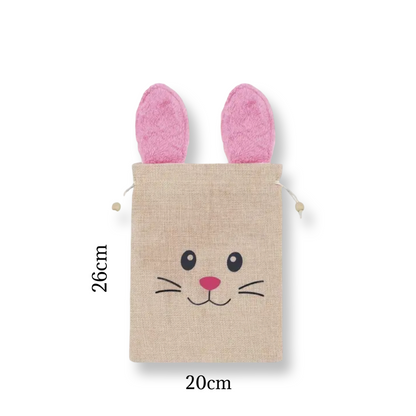 Large Personalized Bunny Burlap Bag - Pink