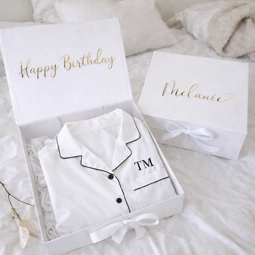 Personalized PJ Set and Box - White