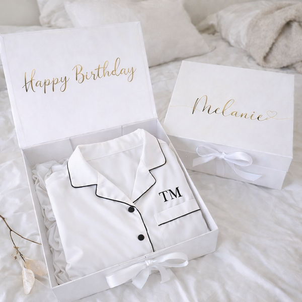 Personalized PJ Set and Box - White