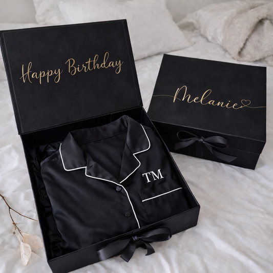 Personalized PJ Set and Box - Black