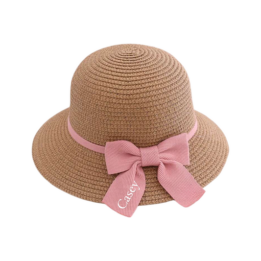 Girl Personalized Beach Bag and Sun Hat Set -Pink