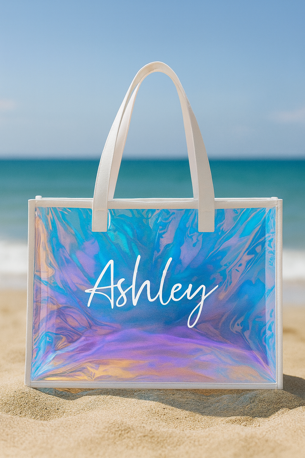 pcd. Personalized Transparent Tote - Holographic