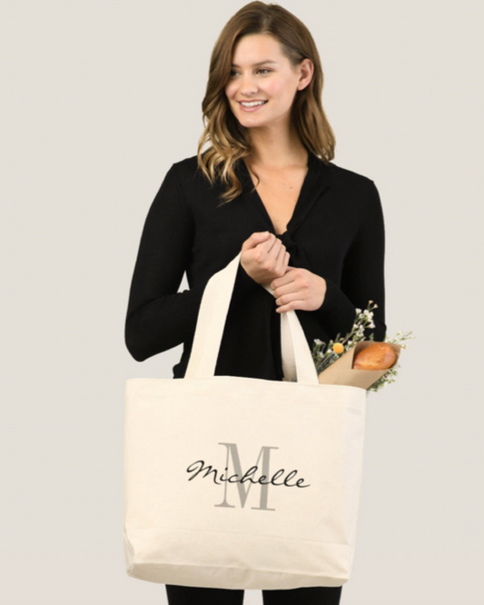 Elegant Minimalist Script Name Tote Bag