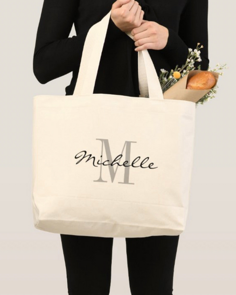 Elegant Minimalist Script Name Tote Bag