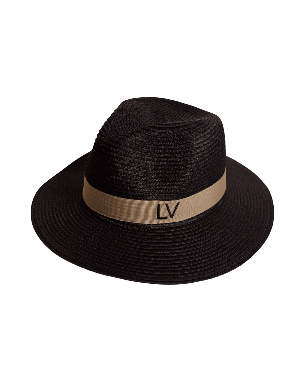 Black Personalized Fedora Hat with Nude Band