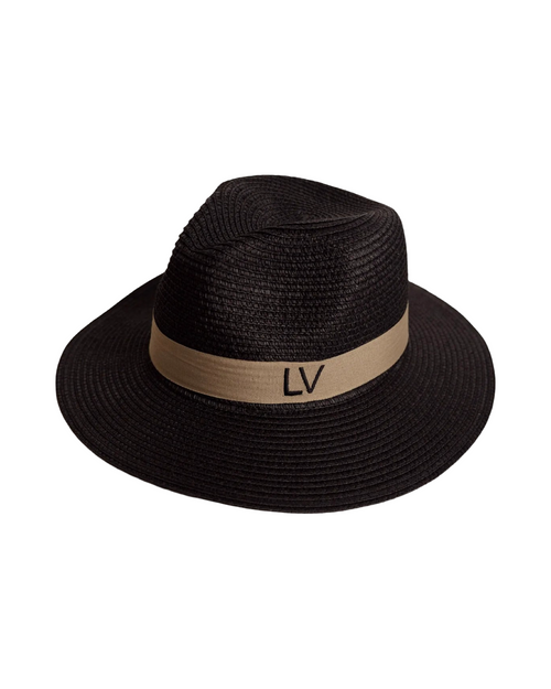 Black Personalized Fedora Hat with Nude Band