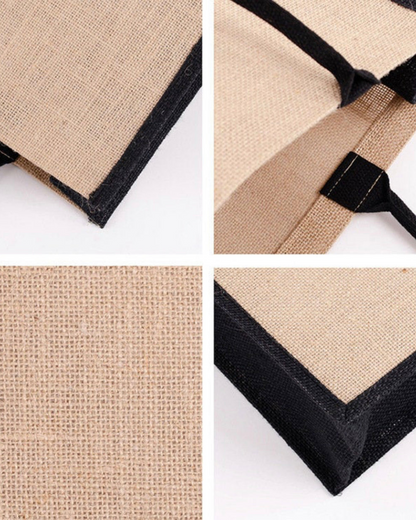 XLarge Personalized Waterproof Burlap Tote - Black Trim