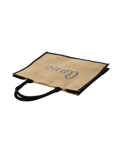 XLarge Personalized Waterproof Burlap Tote - Black Trim