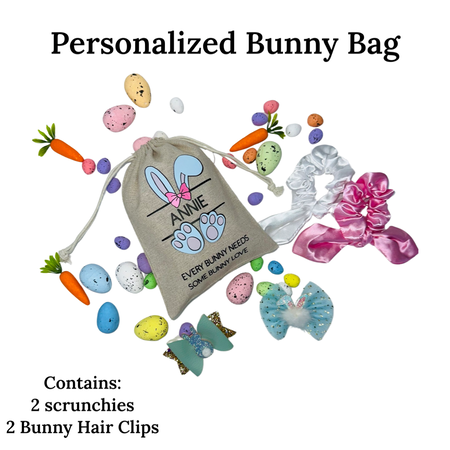 Personalized Velvet Easter Gift Bag - Turquoise