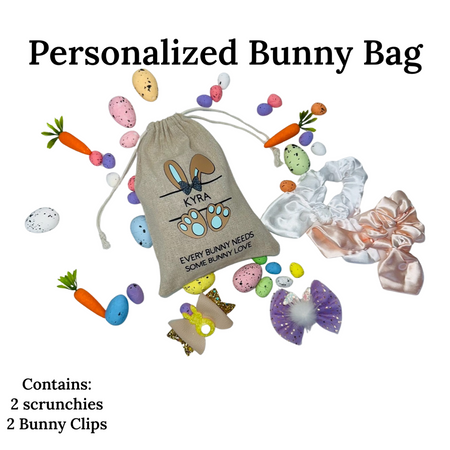 Personalized Velvet Easter Gift Bag - Grey