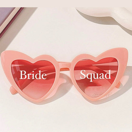 Custom Bridal Party Heart Shaped Sunglasses - Pink