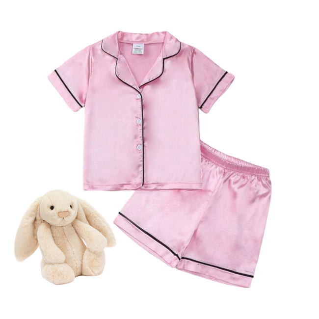 Kiddies Personalized Satin PJ Set - Light Pink