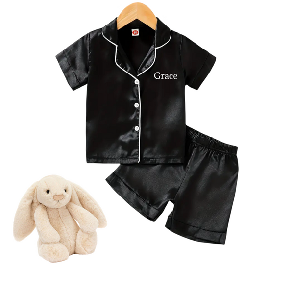 Kiddies Personalized Satin PJ Set - Black