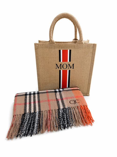 Burlap Tote and Personalized Scarf Set 2