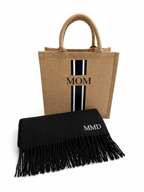 Burlap Tote and Personalized Scarf Set 3