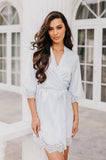 Ladies Lace Trimmed Pale Blue Customized Robe
