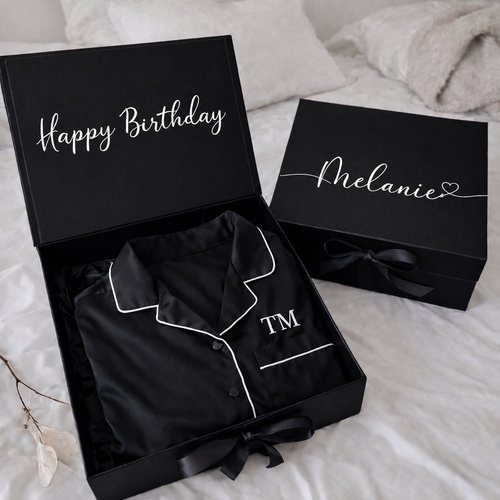 Personalized PJ Long Sleeved Set and Box - Black