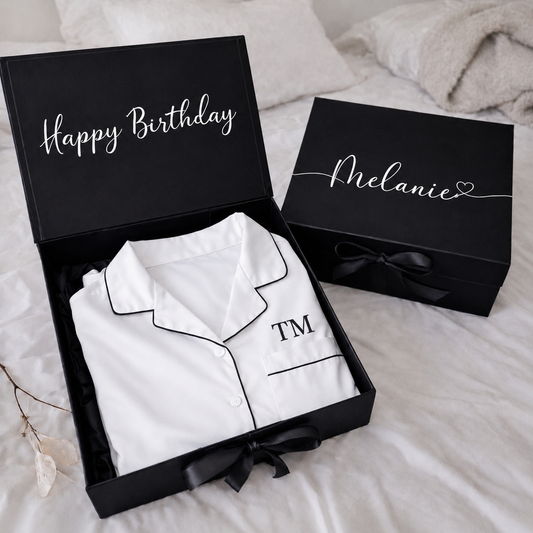 Personalized PJ Long Sleeved Set and Box - White