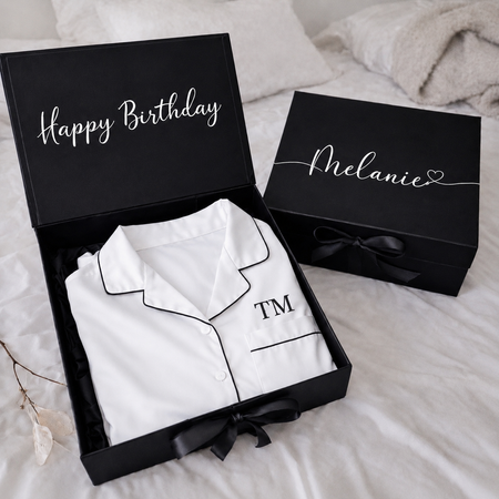 Personalized PJ Long Sleeved Set and Box - Black