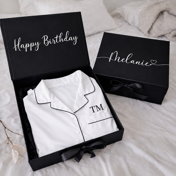 Personalized PJ Long Sleeved Set and Box - White
