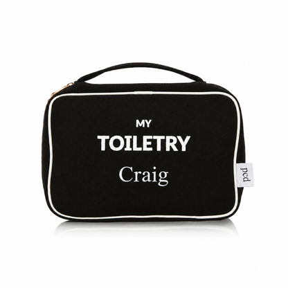2 Piece Black Cotton Men's Toiletry Bag