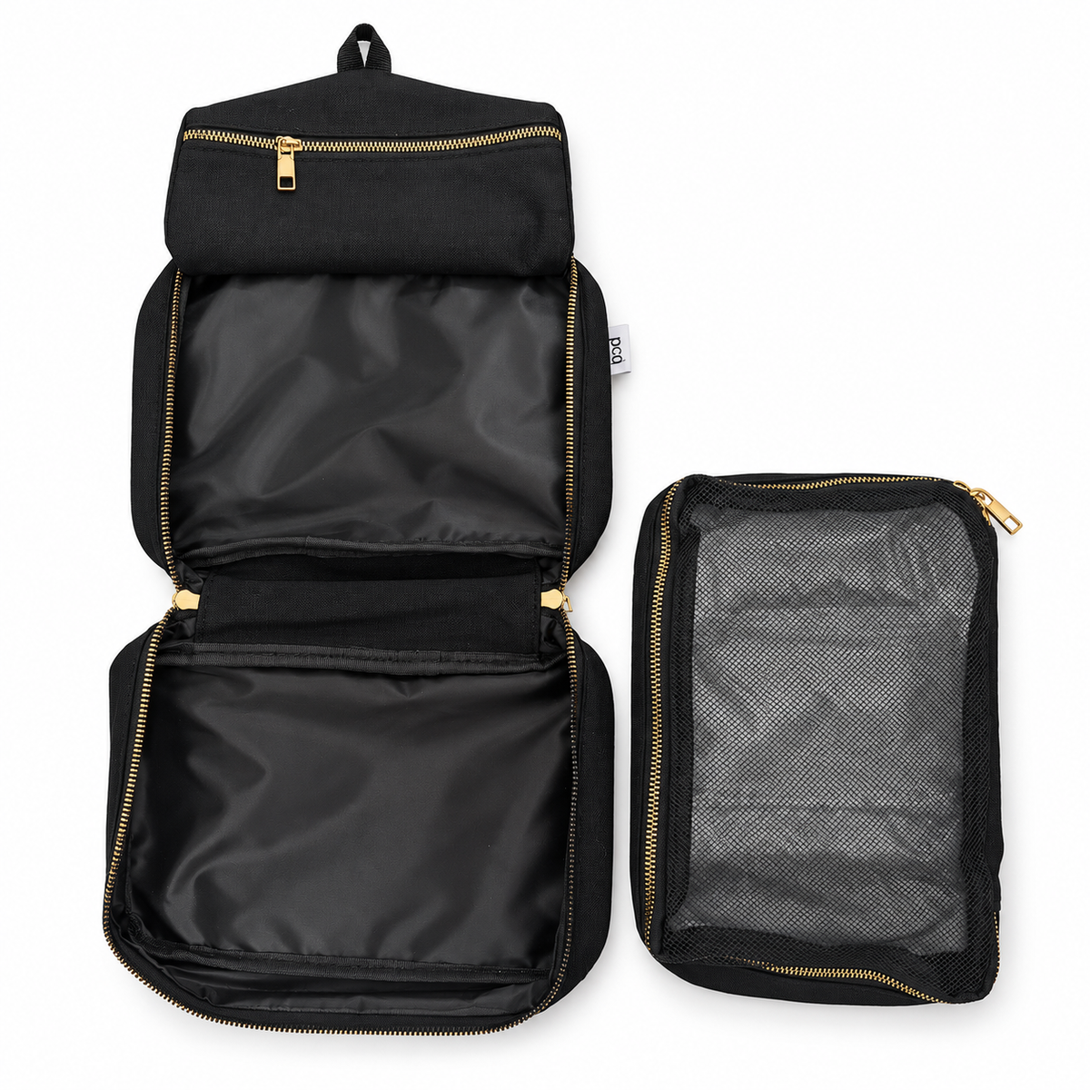 2 Piece Black Cotton Men's Toiletry Bag