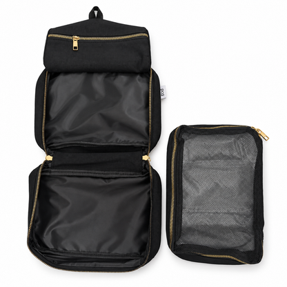 2 Piece Black Cotton Men's Toiletry Bag