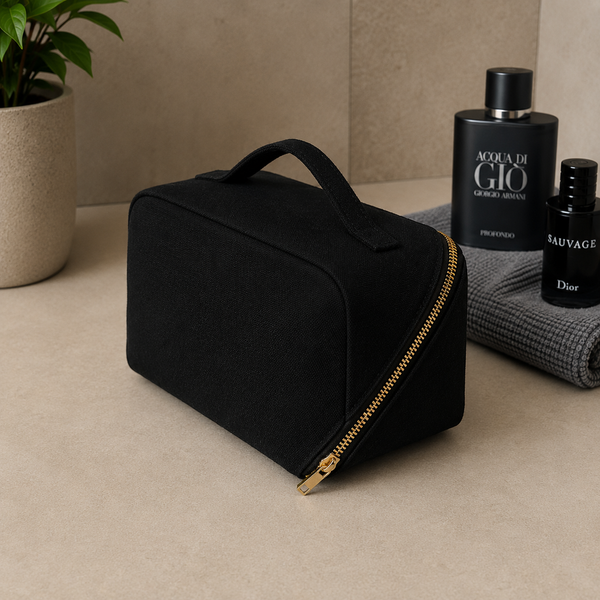 Black Cotton Men's Wash Bag