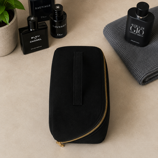Black Cotton Men's Wash Bag
