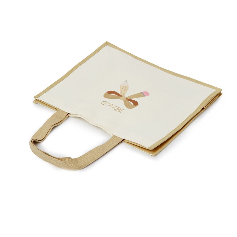 Embroidered Personalized Pencil Bow Tote