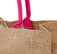 Load image into Gallery viewer, XLarge Personalized Burlap Tote with Side Pocket -Pink
