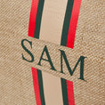 Load image into Gallery viewer, XLarge Personalized Burlap Tote with Bamboo Handles
