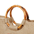 Load image into Gallery viewer, XLarge Personalized Burlap Tote with Bamboo Handles
