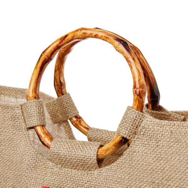 XLarge Personalized Burlap Tote with Bamboo Handles