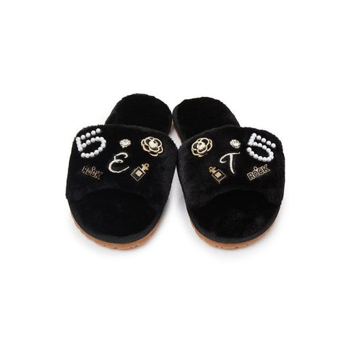 Personalized Embellished Slippers - Black