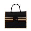 Load image into Gallery viewer, Nautical Large Personalized Waterproof Burlap Tote - Camel
