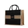 Load image into Gallery viewer, Nautical Large Personalized Waterproof Burlap Tote - Camel
