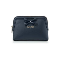 Navy Personalized Makeup Bag with bow embellishment