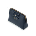 Load image into Gallery viewer, Navy Personalized Makeup Bag with bow embellishment
