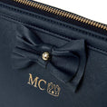 Load image into Gallery viewer, Navy Personalized Makeup Bag with bow embellishment
