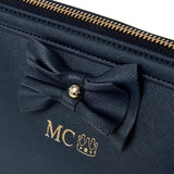 Navy Personalized Makeup Bag with bow embellishment