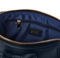 Load image into Gallery viewer, Navy Personalized Makeup Bag with bow embellishment
