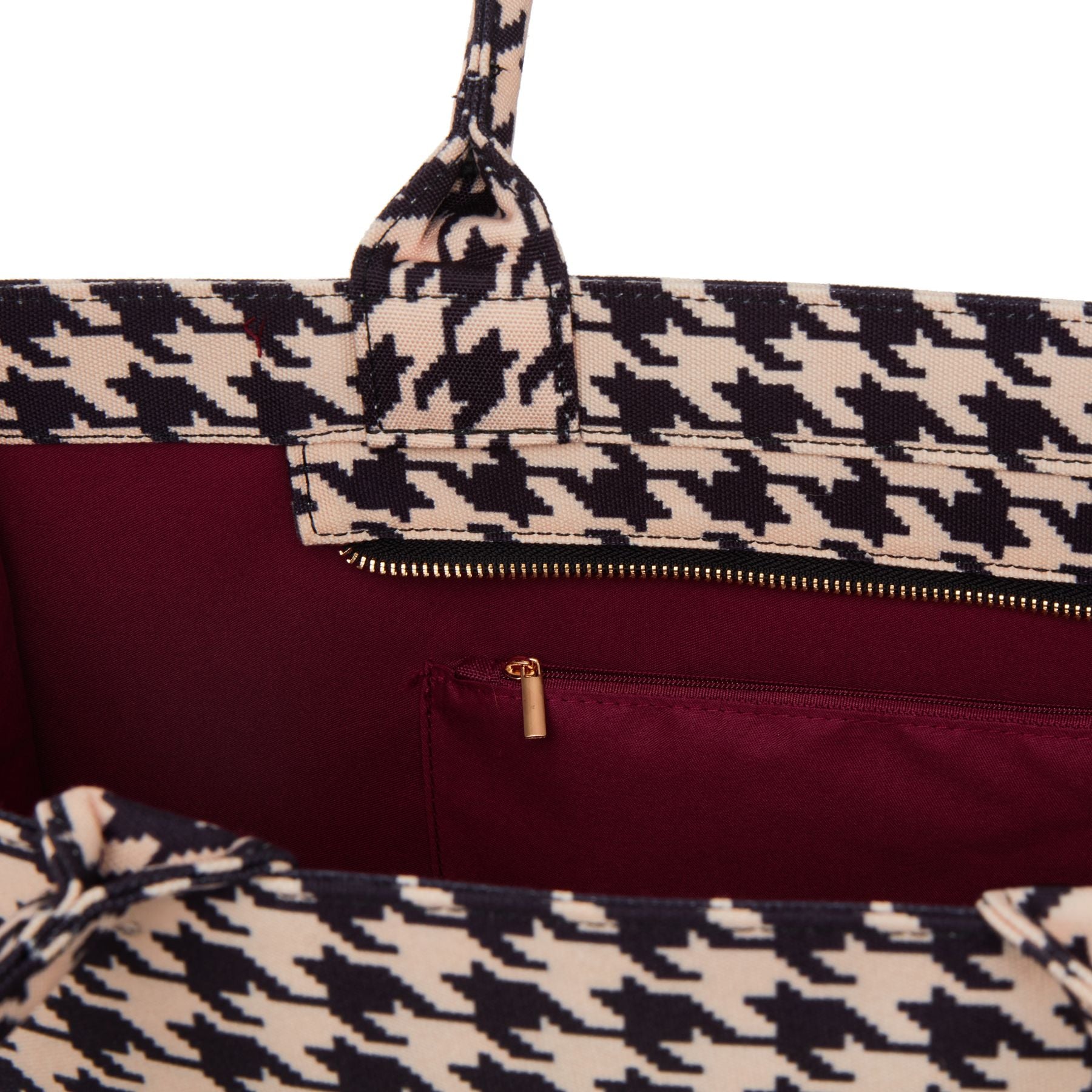 pcd. Bella Tote - Black and Beige Houndstooth